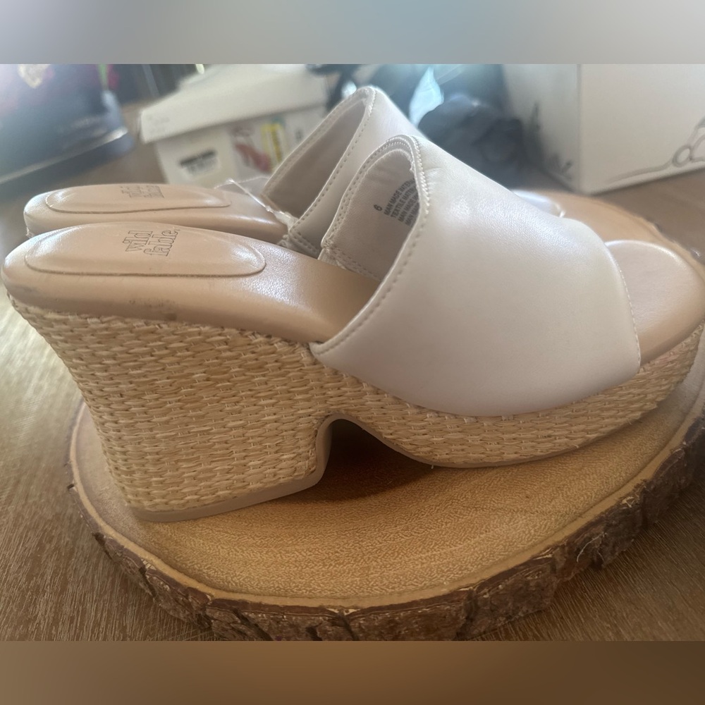 NWT Women's Charlene Raffia Wedge Heels - Wild Fable Cream - Picture 4 of 9